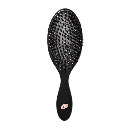 T3 Polish & Shine Oval Hairbrush - Premium Vegan Boar & Nylon Dual Bristle Design for Smoothing & Detangling