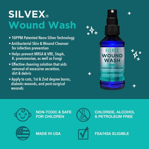 Be Smart Get Prepared Silvex Wound Wash 4oz - Minor Cut, Abrasion,1st Degree Burn