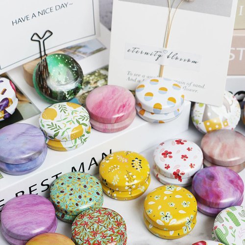 Rarapop 24 Pack Reusable Mini Round Tinplate Candle Tin Jars with Lids, 20ml Small Flower Travel Tin Cans Refillable Empty Container Bottle for Lip Balm, Salve, Eye Shadow, Powder