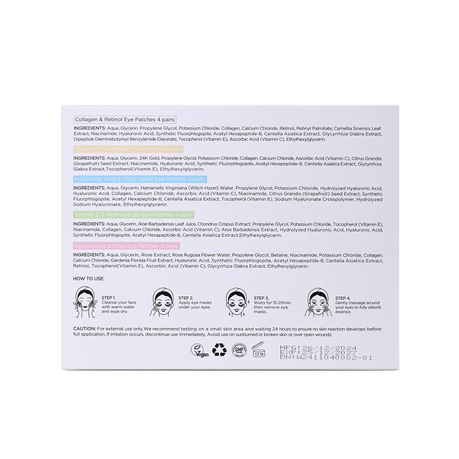 Yeokoe Under Eye Patches - Collagen & Retinol Eye Masks for Dark Circles | 20 Pairs