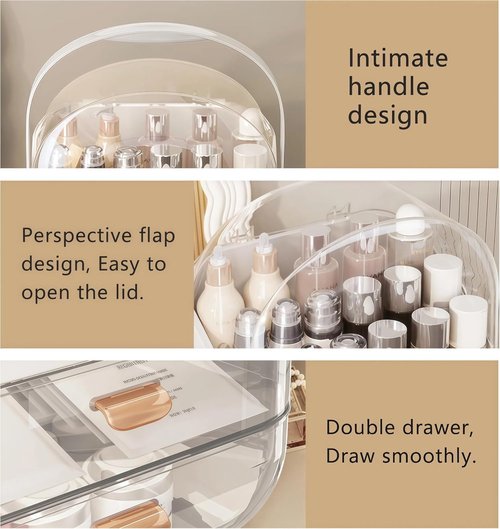 Makeup Organizers for Vanity, Skincare Organizers Cosmetic Display Cases with Transparent Cover, Teen Girls Gift for Bathroom Countertop, Lipstick Organizer
