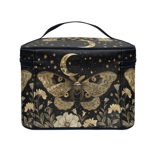 Flashideas Moth Leopard Large Capacity Travel Toiletry Bag Multifunctional Zipper Makeup Organizer Makeup Bag for Purse Toiletry Bag for Skincare Makeup Organizer Bag