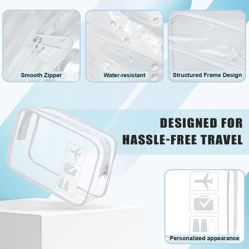 GEPAPE TSA Approved Clear Travel Toiletry Bag, Makeup Cosmetic Bag for Women Men 20 Packs (White)
