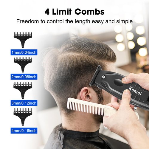 KEMEI Professional Hair Clipper & Cordless Barber Clipper for Men, USB Rechargeable Barber Clipper for Hair Cutting, Clipper for Haircut,Gifts for Men