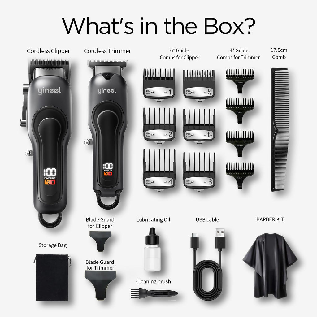 Yineel Hair Clippers for Men, Professional Cordless Clippers & Trimmer Set, Super Quiet, Clippers for Hair Cutting Kit with LED Display, Gift for Men Women Barber Kid