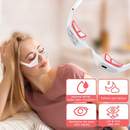 HGHJHVJ Red Light Therapy Eyelift Device, Under Eye Red Light Therapy Massager with Microcurrent, Under Eyes Glasses Treatment Eye Bags Dark Circles Puffiness Wrinkles Fine Lines