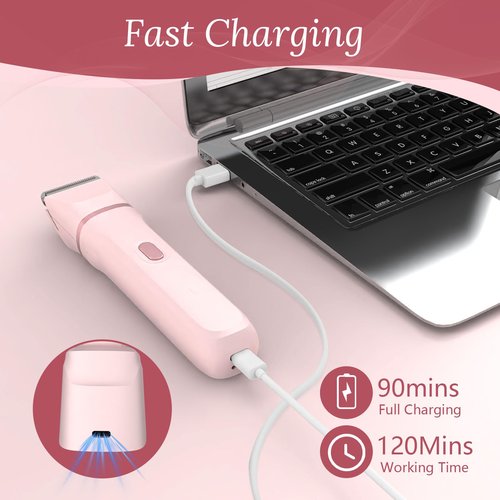Bikini Trimmer for Women，Electric Body Hair Trimmer, 3 in 1 Wet/Dry Shaver Groomer, Replaceable Ceramic Blade Heads, Electric Razors for Women Legs, Bikini Shaver