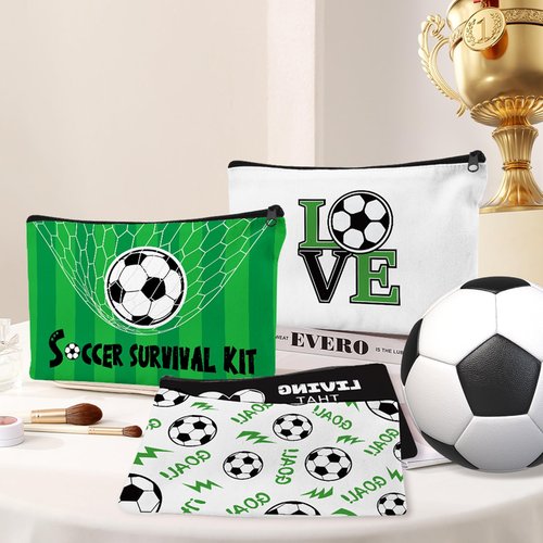 HSDSH 30Pcs Soccer Makeup Bags Soccer Cosmetic Bag Accessories for Women Travel Toiletry Pouch for Lover Players Sports Team Valentine's Day Gifts