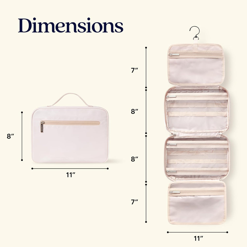 VANDEL Waterproof Hanging Toiletry Bag - TSA-Approved Makeup Organizer for Travel | Neutral Checker Design