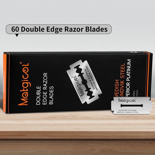 Double Edge Safety Razor Blades - 60 Count Premium Platinum Swedish Steel Blades for Men & Women’s Razors – Long-Lasting Precision Shaving Blades for Smooth, Comfortable & Close Shaves