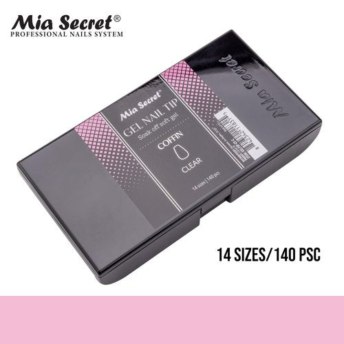 Mia Secret Soak off CLEAR Soft Gel Nail Tip MADE IN USA for Salon and DIY (Clear 140 Tips, Coffin)