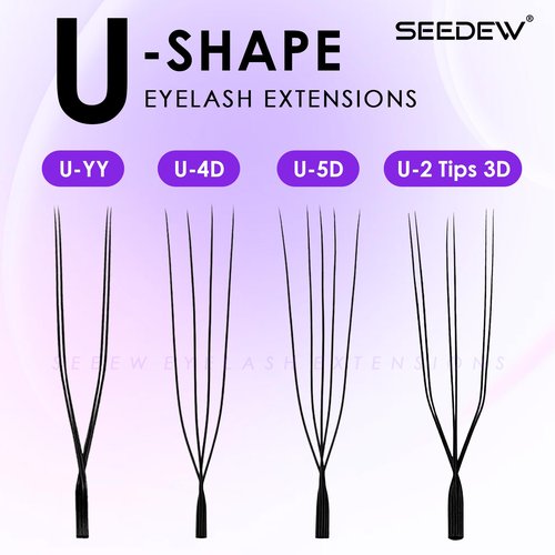 SEEDEW U Shape YY Lash Extensions, UYY 0.07mm D Curl MIX8-15mm 12 Rows/Tray, Natural Soft Lightweight Eyelashes Grafting for Lash Artists, Beauty Salon (Matte Black-0.07-D-MIX8-15mm) UYY
