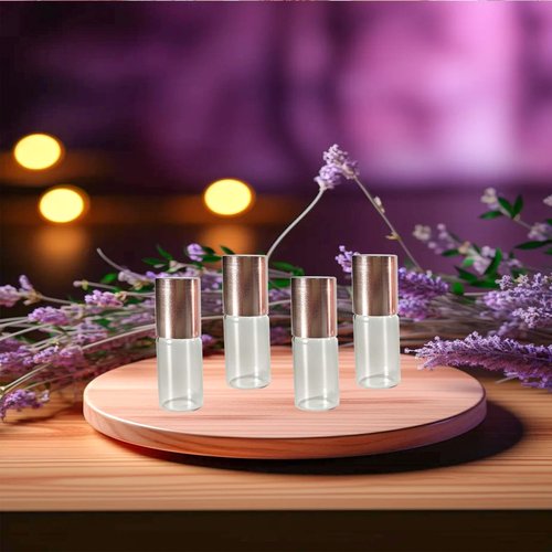 AGENIZ 50Pcs Mini Clear Glass Roller Bottles for Essential Oil, 3ml Roller Bottles with Stainless Steel Roller Balls, Refillable Roll on Bottle (Clear, 3ml)