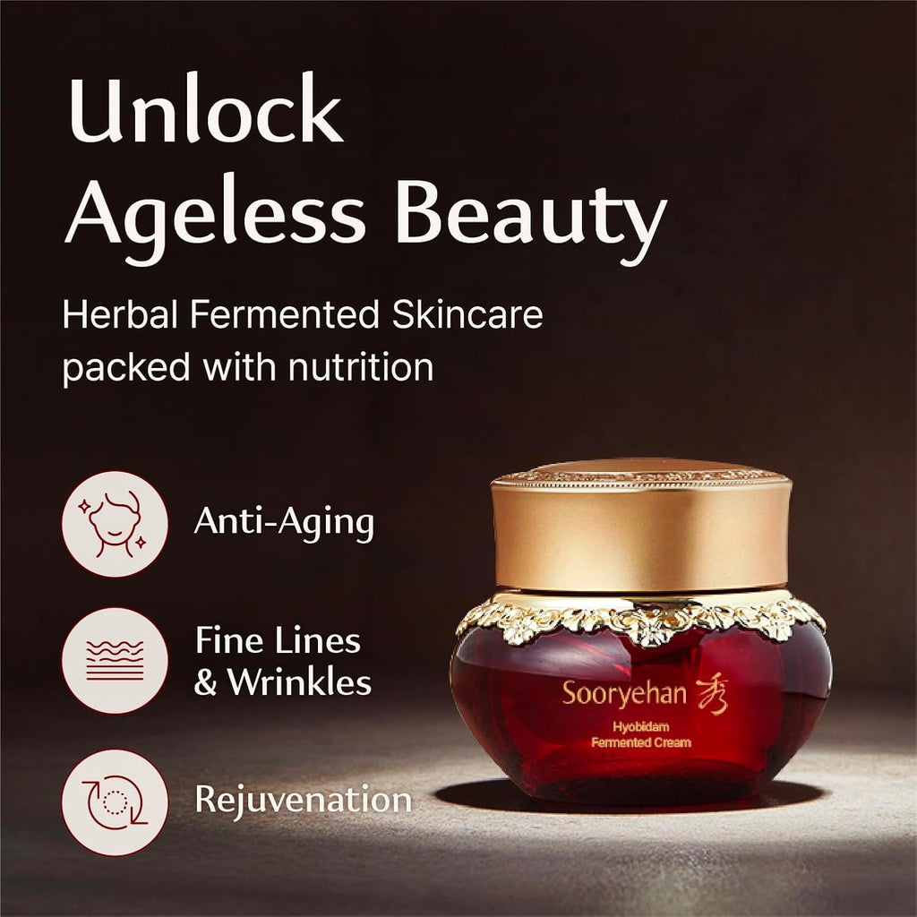 Sooryehan Hyobidam Fermented Cream - Korean Facial Moisturizer with Wild Ginseng | 1.7fl oz Wrinkle & Night Cream for Women