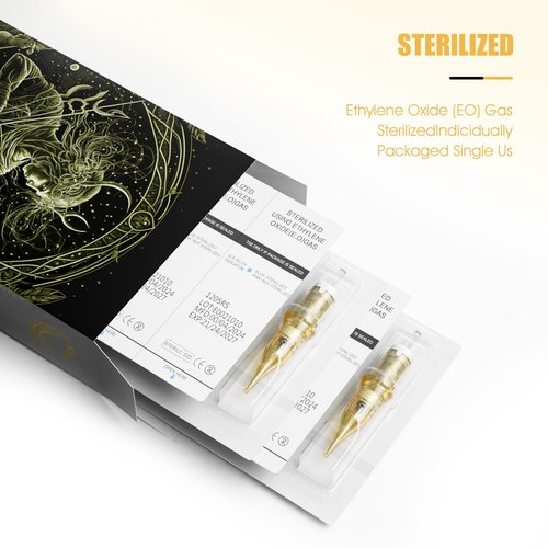 BIOMASER Tattoo Needles 1RL Tattoo Cartridge Needles Single Needle Tattoo Cartridges for Tattooing 20 Count Round Liner with Membrane for Rotary Tattoo Gun Pen Machine Tattoo Supplies（1201RL)