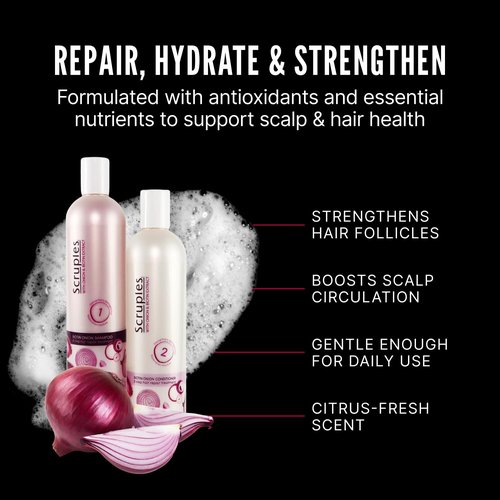 Scruples Biotin Onion Shampoo and Conditioner Bundle - Hair Growth Shampoo & Conditioner for Women to Strengthen & Hydrate - Made with Onion Extract & Biotin to Help Promote Growth (2 Pack)