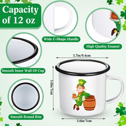 Singhoow 18 Pcs St Patrick's Day Gifts Set Happy St Patrick's Day Enamel Mugs Irish Shamrock Lucky Makeup Bags Green Clover Socks Bulk Party Favors Supplies for Women Coworkers Saint Patty's Decor