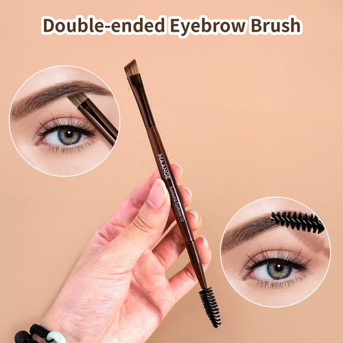 MAANGE 14-Piece Makeup Brush Set with Aluminum Ferrule- Premium Synthetic Makeup Brushes Kit Foundation Powder Brush Eye Shadow for Beginners & Professionals(Dark Coffe)