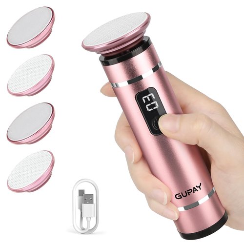Cordless Electric Foot File & Callus Remover - Professional Pedicure Tool with 4 Nano Glass Grinding Heads, Dead Skin Remover for Cracked Heels and Rough Feet - Rechargeable Foot Sander