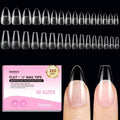 Beetles Gel Nail Tips Flat-X - Almond Coffin Medium, 320pcs 16 Sizes, Pre-Etched Half Matte Full Cover Soft Acrylic False Nail Tips Easy DIY Press on Nail Extension Salon for Flat & Natural Nail Beds