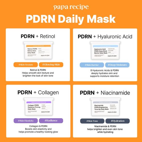 Papa Recipe Retinol PDRN Refine Glow Daily Mask (30 Sheets) - Korean Skin Revitalizing Facial Masks, Anti-aging - Soothing, Calming & Hydrating Face Skin, Sensitive Skin-friendly