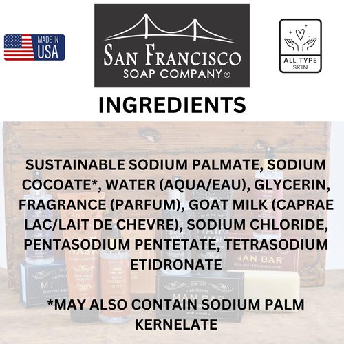 San Francisco Soap Company Goat Milk Bar Soap | SANDALWOOD MUSK | Dye-Free Bar Soap | Enriched with Nourishing Goat Milk | Unisex Fragrance | 10oz