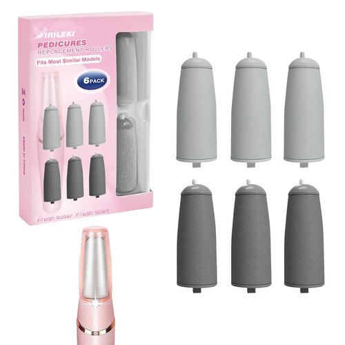 IRILEKI 6 Pcs Pedicures Replacement Heads for Flawless Pedi, Electric Tool Foot File, Electric Callus Remover Pedi Replacement Roller Head fit Finishing Touch(Compatible with Most Similar Models)