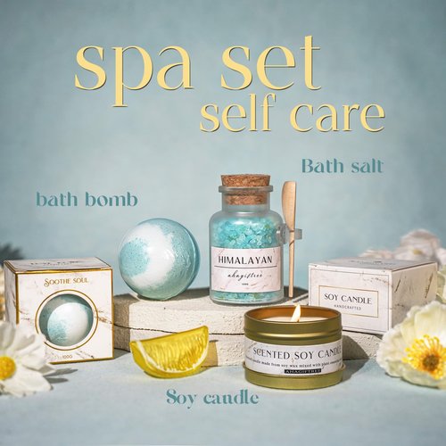 AHAGIFTREE Birthday Gifts for Women Self Care Gifts Get Well Soon Gifts Baskets with Moon lamp for Women After Surgery, 11PC Spa,Thinking of You Gift, Care Package for Mom Friend (Turquoise)