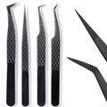 Fiber Tip Lash Tweezers For Eyelash Extension 4 Pcs Tweezers Professional Artist Tech Work Kit Tools,Best Volume Eyelash Lashes Extensions Precision Volume Boot 90 45 Degree(Titanium black)