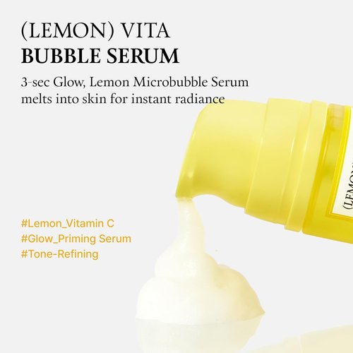 FULLY Lemon Vita Bubble Facial Serum - 69% Organic Jeju Lemon Water & Vitamin C for Instant Glow | Vegan Korean Skincare, 3.21 fl. oz