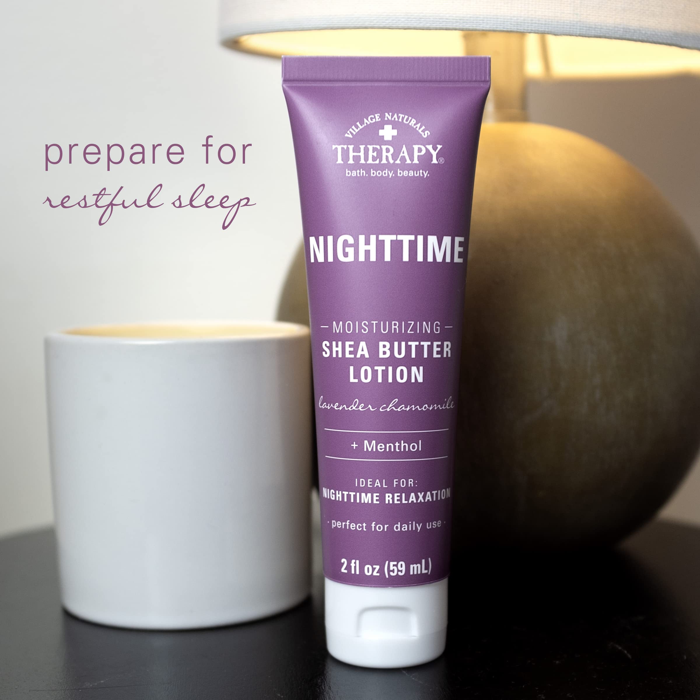 Village Naturals Therapy Nighttime Moisturizing Shea Butter Lotion Lavender Chamomile Daily Relaxation 6-Pack