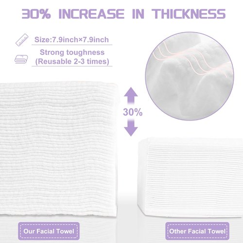 Disposable Face Towel 100 Count, Soft Cotton Face Towels, Dry Wipes Facial Cloths Towelettes for Washing and Drying, Lint Free Facial Tissue for Skincare, Makeup Remover and Cleansing
