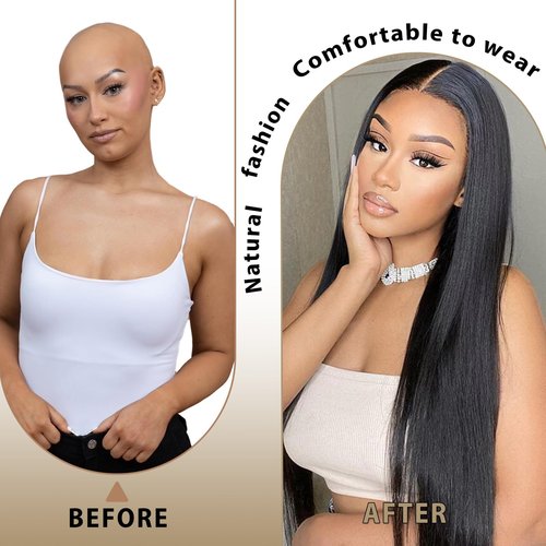 SUKRI Lace Front Wigs for Women Long Straight Synthetic Lace Front 26 Inch Heat Resistant Hair for Daily,Party,Cosplay((1B,T-part Lace)