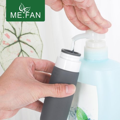 ME.FAN Travel Bottles for Toiletries, TSA Approved 3oz Travel Size Containers, Silicone Squeezable Portable Split Bottle, Travel Accessories for Conditioner, Shampoo, Lotion- 4 Pack Pink