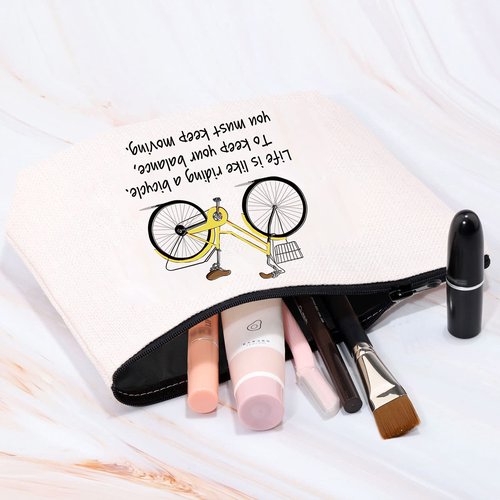 MBMSO Bicycle Gifts Cosmetic Bag Bicycle Makeup Bag Life is Like Riding a Bicycle Zipper Pouch Cyclist Gifts Cycling Toiletry Bag Organizer Bag (Life is like riding a bicycle bag)