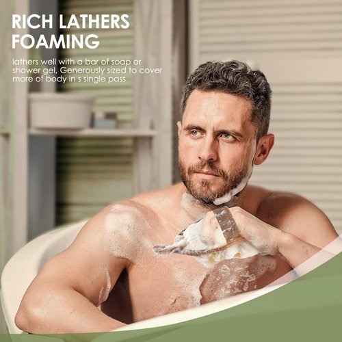 RIYNIBIY 2PCS Natural Exfoliating Loofah Body Scrubber, Loofah Exfoliating Body Scrubber for Bath, Made with Natural Egyptian Shower Loofah Sponge, Shower Exfoliator for Women and Men
