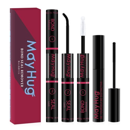 Mayhug Lash Bond and Seal Remover Set 72H+ Waterproof Lash Clusters Glue 3 In 1 Strong Hold DIY Eyelash Adhesive Kit, Qucik Removal Eyelash Remover for DIY Use (2Pcs Set)