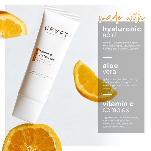 Hair Craft Co. Vitamin C Moisturizer - Brightening Face Cream for Radiance | 1.7oz - Anti-Aging & Hydrating for All Skin Types
