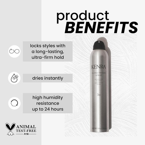 Kenra Ultra Freeze Spray 30 - Ultimate Hold Hairspray for All Hair Types | Long-Lasting, Fast-Drying Formula with Humidity Resistance