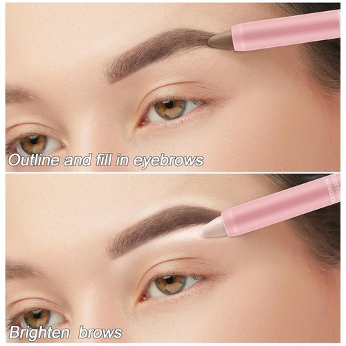 Boobeen Eyebrow Highlighter - Dual Color Contour Brow Pencil & Illuminating Cream Pen for Natural Brows