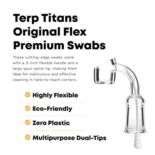 TerpTitans Original Flex – Flexible Cotton Swabs, 400 Count — Spiral Tip For Max Absorption and Fine Point Tips For Tight Spaces | Zero Plastic Packaging | 2-Pack