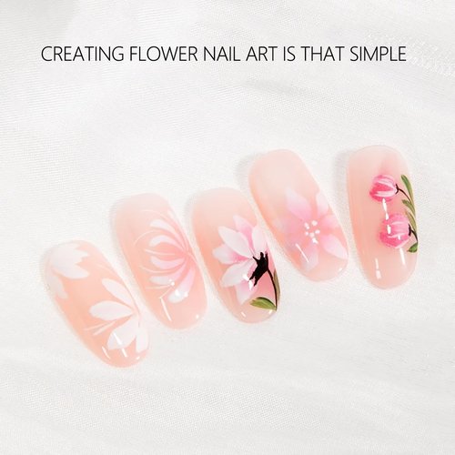 HYWWPFLAY 3Pcs Nail Art Brushes Set for Flower Petal Butterfly Drawing, 3D Gel Acrylic Nail Brush, Fine Liner Nails Design Tool, Professional Watercolor Painting Pen for Manicure DIY Salon