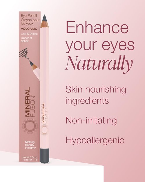 Mineral Fusion Eye Pencil - Grey Volcanic Eyeliner with Chamomile & Vitamin E - Smooth, Long-Lasting, Hypoallergenic