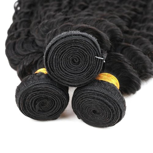 Bamilala Brazilian Curly Human Hair Bundles 08 10 12 Inch Deep Wave Bundles Human Hair 12A Unprocessed Virgin Hair Bundles Sewn In Quick Weave for Black Women