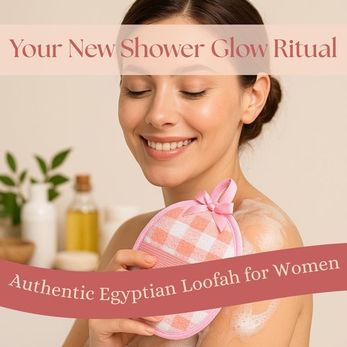 Natural Loofah Exfoliating Body Scrubber for Women Made with Natural Egyptian Loofa Sponge, Bath Shower Luffa lufa for face and Body. exfoliator Scrub Pads