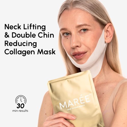 MAREE V Line Lifting Mask - 24K Gold Deep Collagen Face Mask for Women - Neck Tightening & Firming