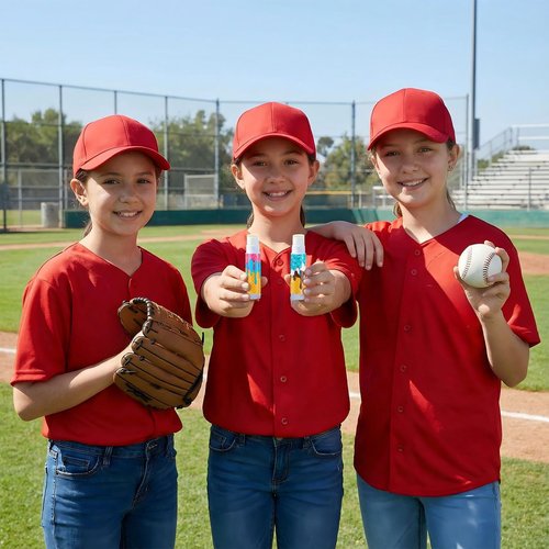 Maxcheck 48 Pcs Ice Cream Drip Lip Balm Bulk Baseball Ice Cream Drip Gift Set Summer Sport Party Goodie Favor for Team Gift Sport Camping Party Favors Birthday Gifts for Men Women, 12 Styles