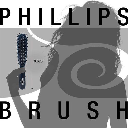 Phillips Brush Co Light Touch 8 Hair Brush - Black Detangling Brush with Twin Beaded Nylon Bristles