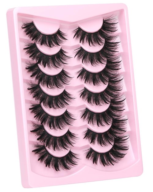 Kiromiro Mink Lashes Fluffy Evil False Eyelashes with Spikes Manga Faux Mink Lashes Wispy Long Dramatic Fake Lash Strips Cat Eye Full Spiky Eyelashes Pack