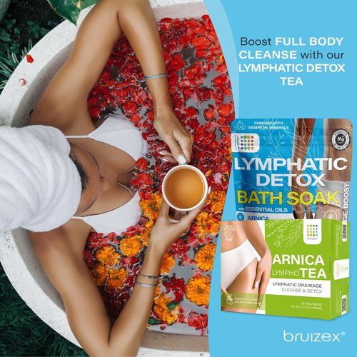 Bruizex Arnica Montana Bath Salts, Espom Salt Bath Soak for Lymphatic Drainage & Body Detox, Epsom Salts for Soaking with Essential Oils, Bath Salts for Pain Relief, Swelling & Post Surgery, 1 Lb